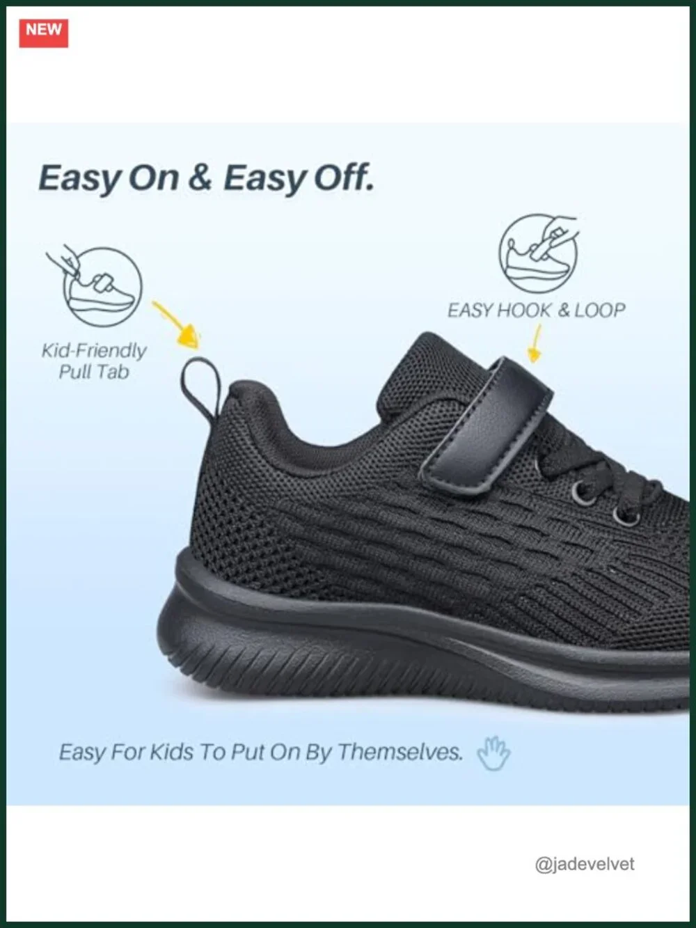 Unisex Kids Hook & Loop Sneakers Breathable Lightweight Running Shoes Non-Slip